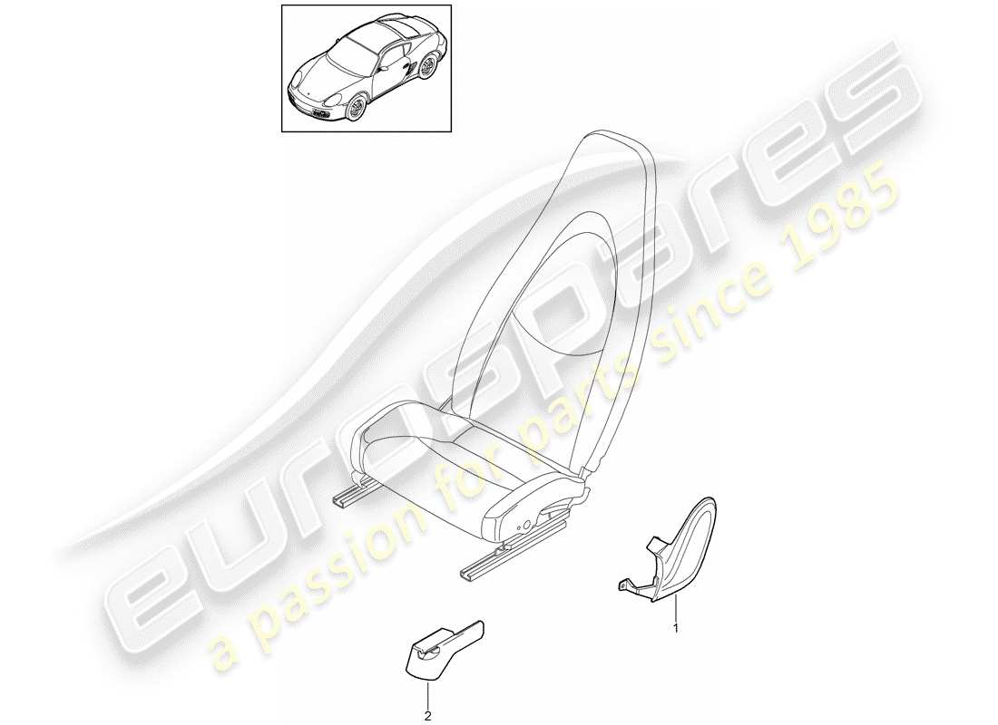 porsche 2012 (987 cayman) sedile anteriore schema delle parti