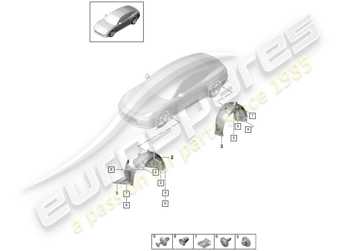 porsche 2017 (panamera 971-1) diagramma delle parti della fodera