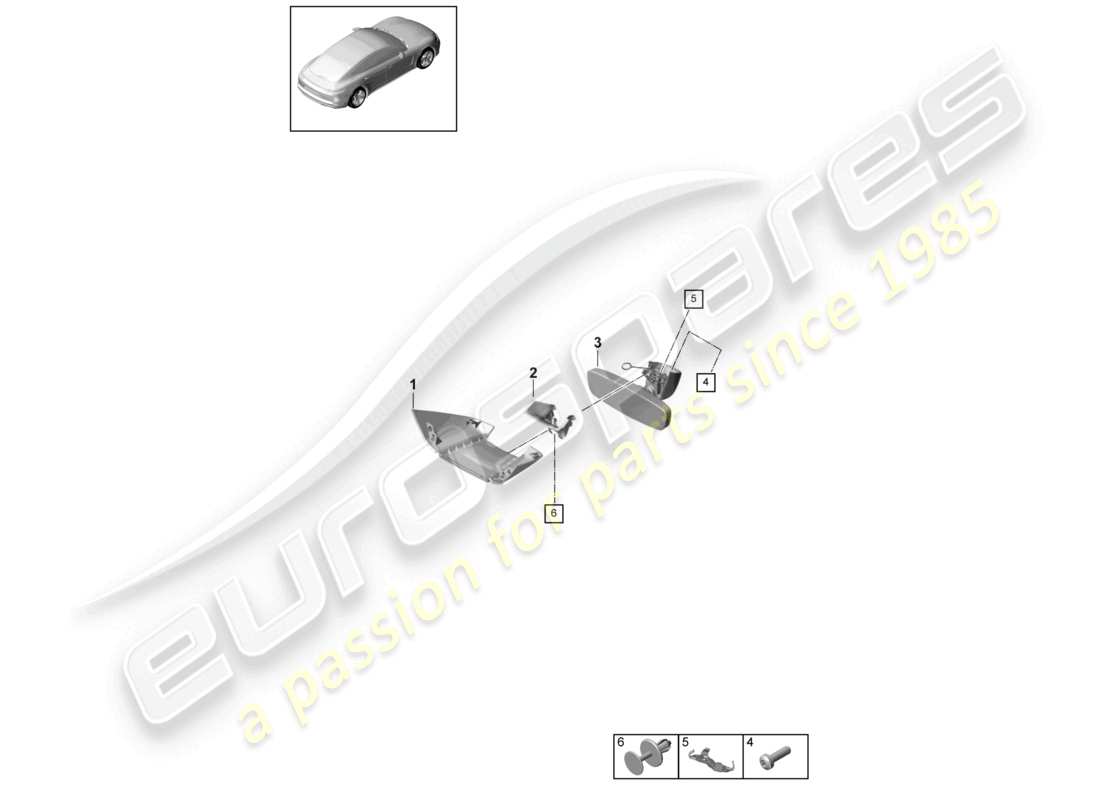 porsche 2017 (panamera 971-1) accessori per specchietti retrovisori interni diagramma delle parti