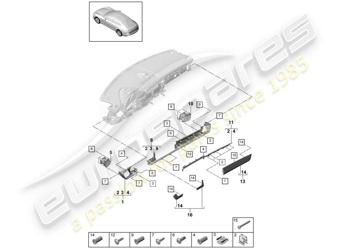 porsche 2017 (panamera 971-1) accessori diagramma delle parti