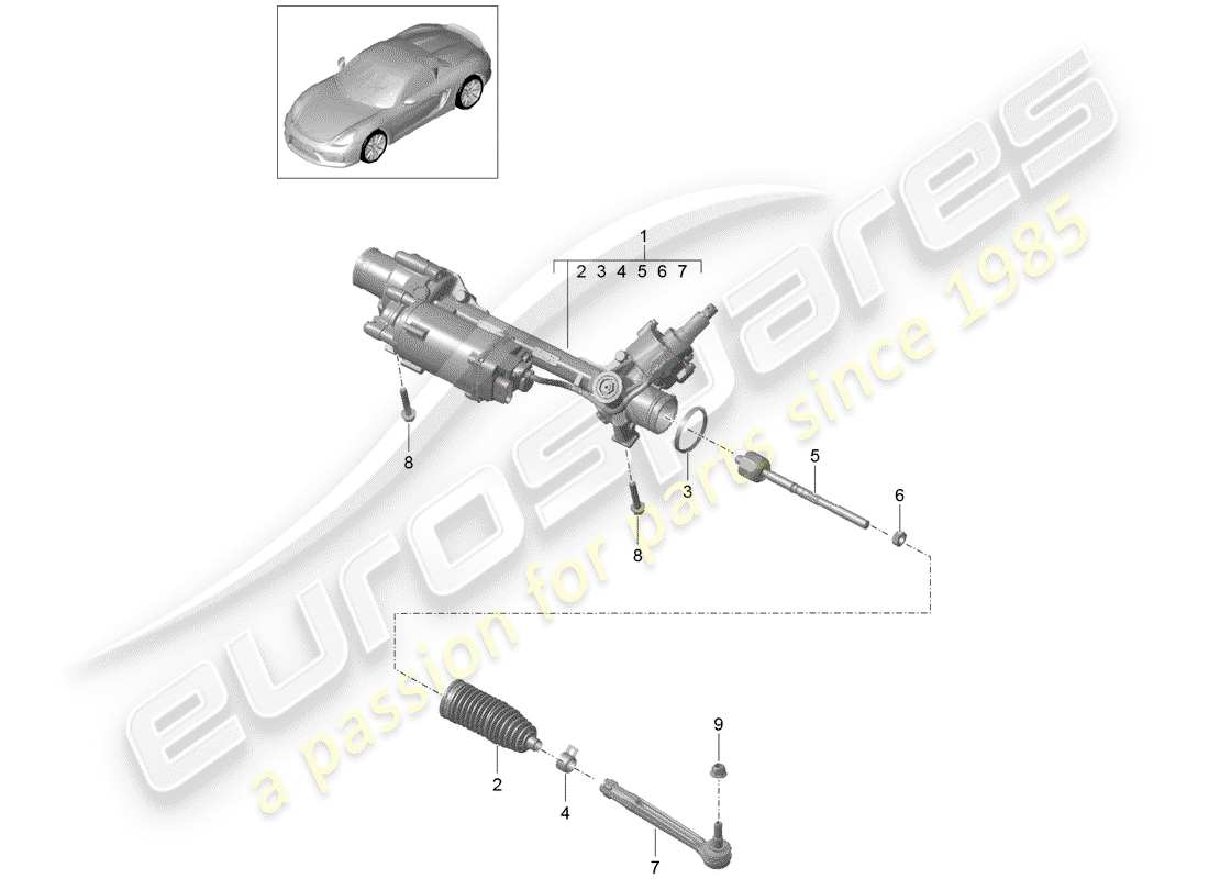 porsche 2016 (981 boxster spyder) sterzo diagramma delle parti