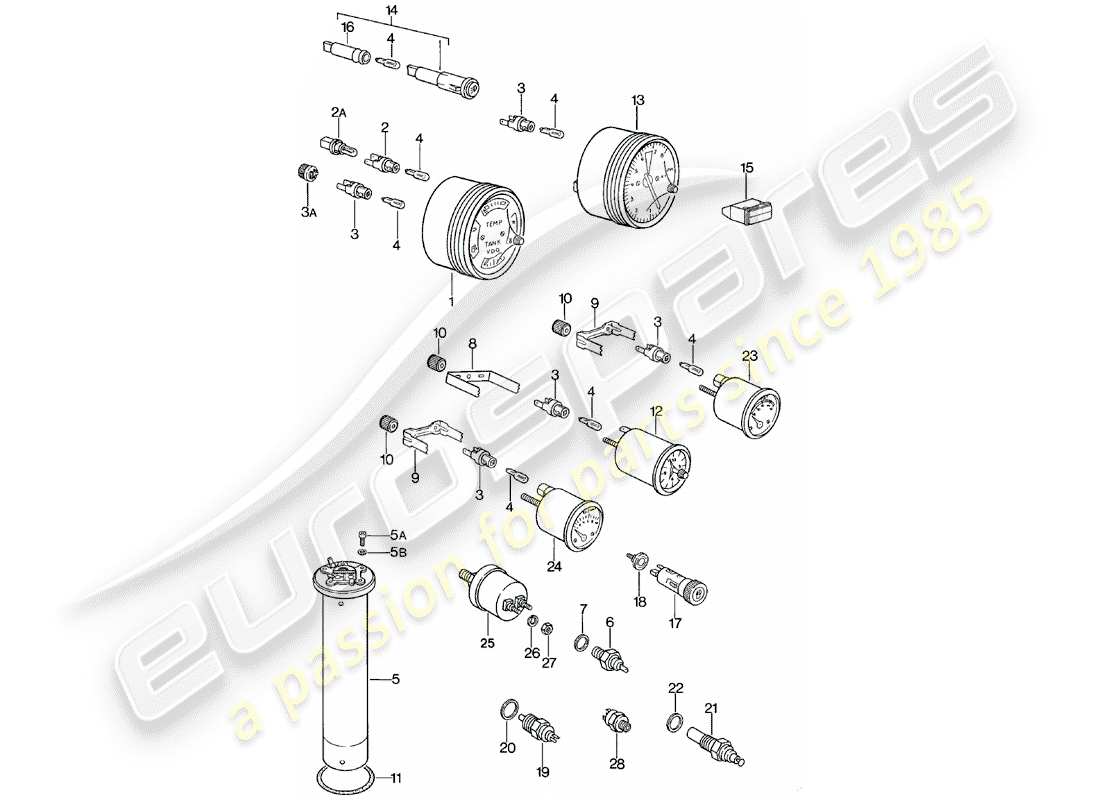 porsche 1984 (924) strumenti diagramma delle parti