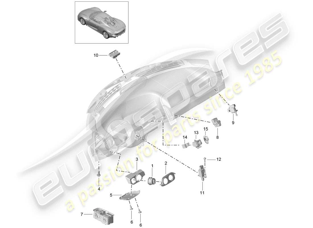 porsche 2015 (918 spyder) diagramma delle parti dell'interruttore