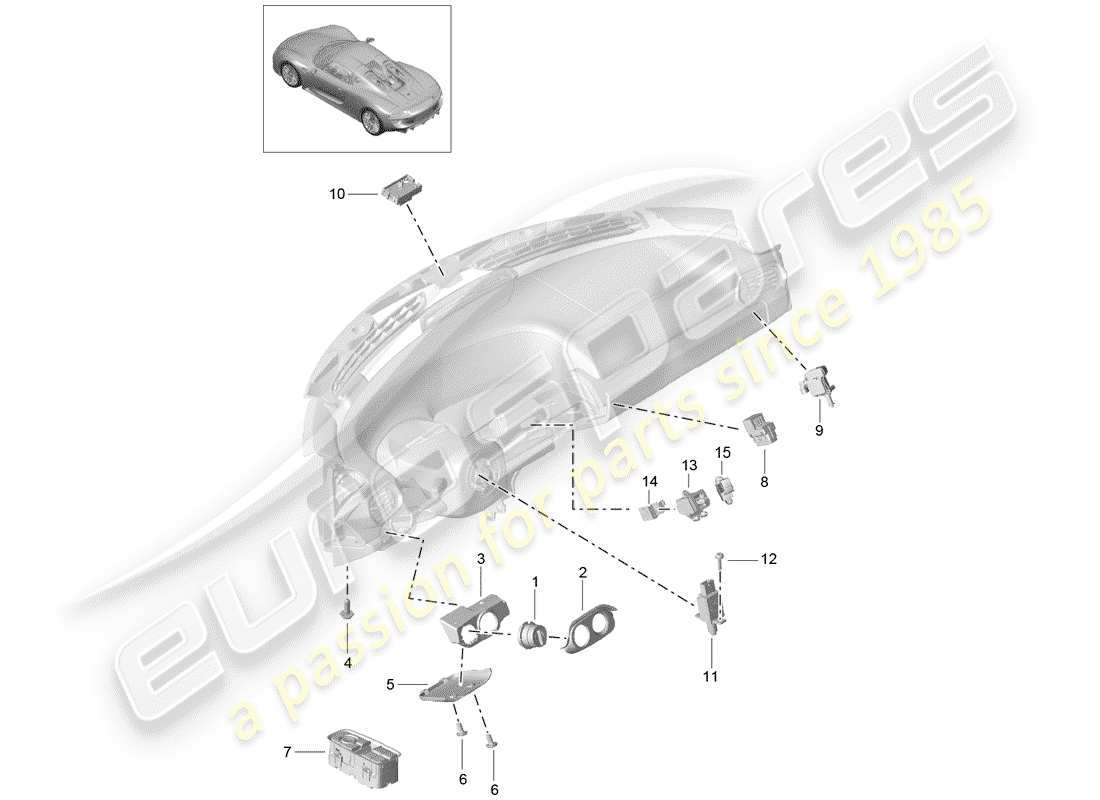 porsche 918 spyder (2015) diagramma delle parti dell'interruttore