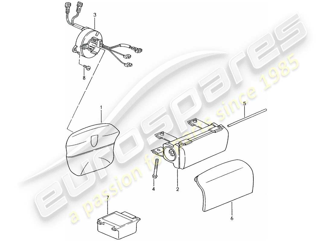 porsche 2001 (986 boxster) diagramma delle parti dell'airbag
