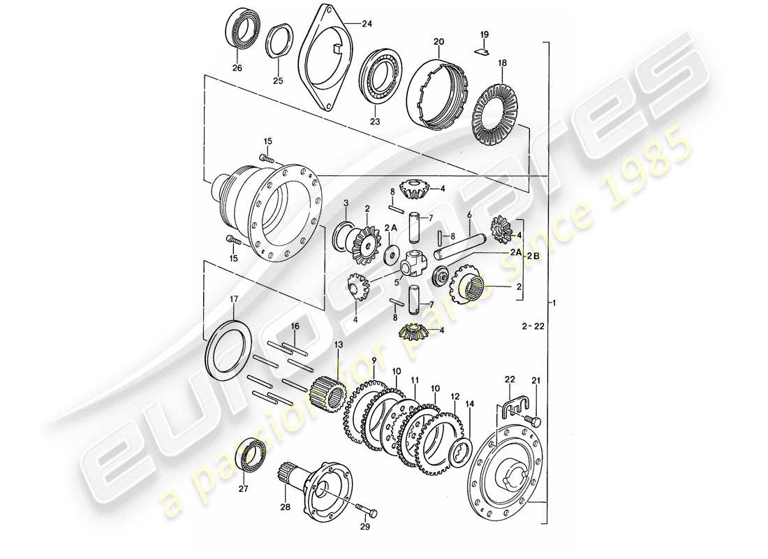 porsche 1988 (959) differenziale - assale posteriore diagramma delle parti
