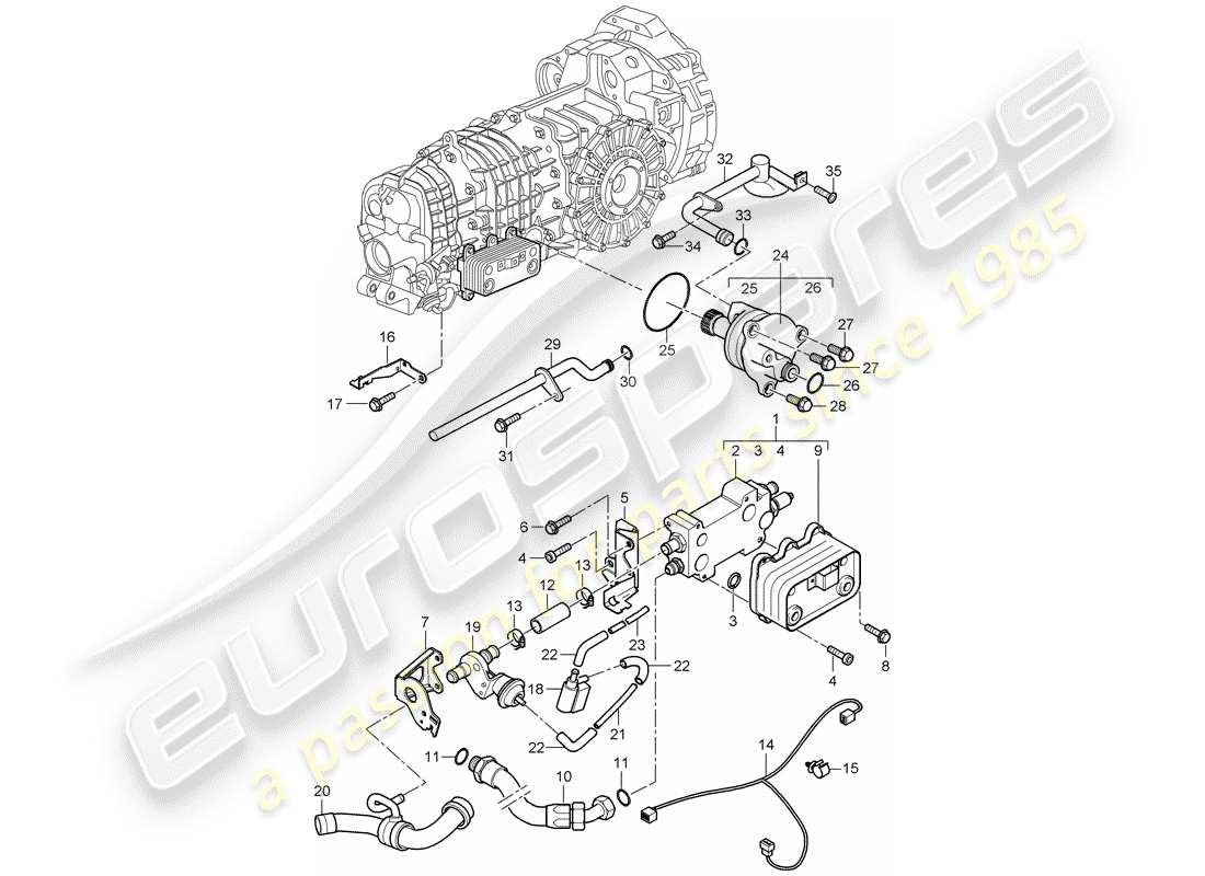 porsche 2009 997-2 turbo / gt2 radiatore olio ingranaggi diagramma delle parti