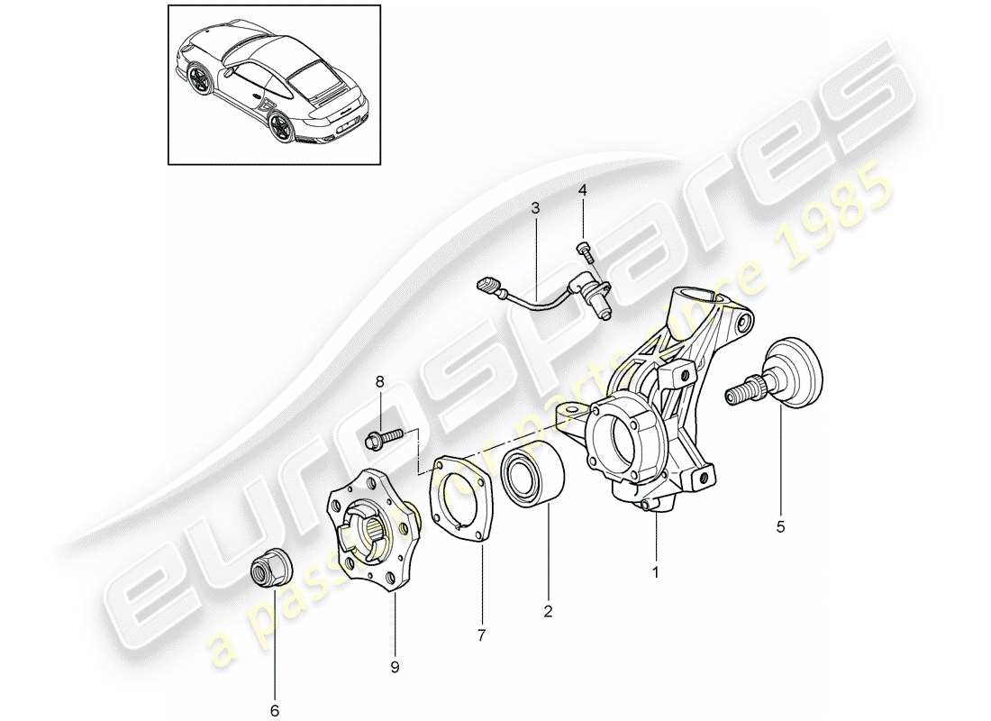 porsche 2013 (997-2 turbo / gt2 rs) schema delle parti portaruota