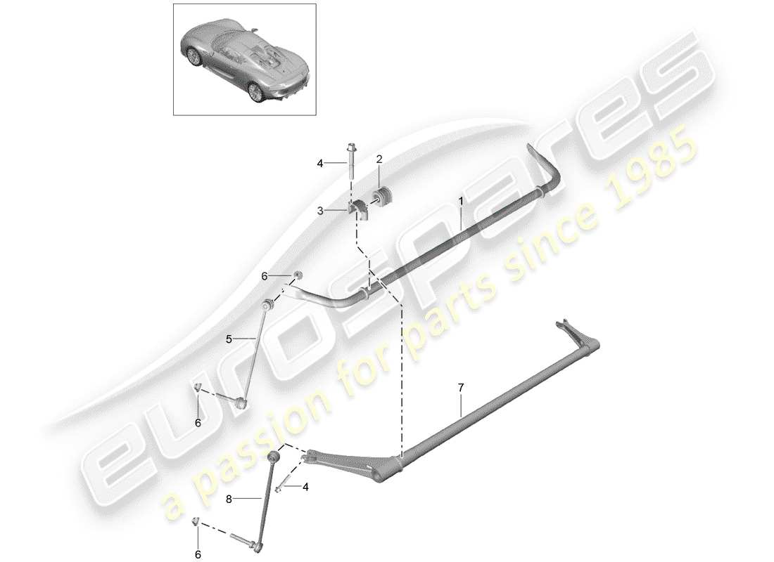 porsche 2015 (918 spyder) diagramma delle parti stabilizzatore