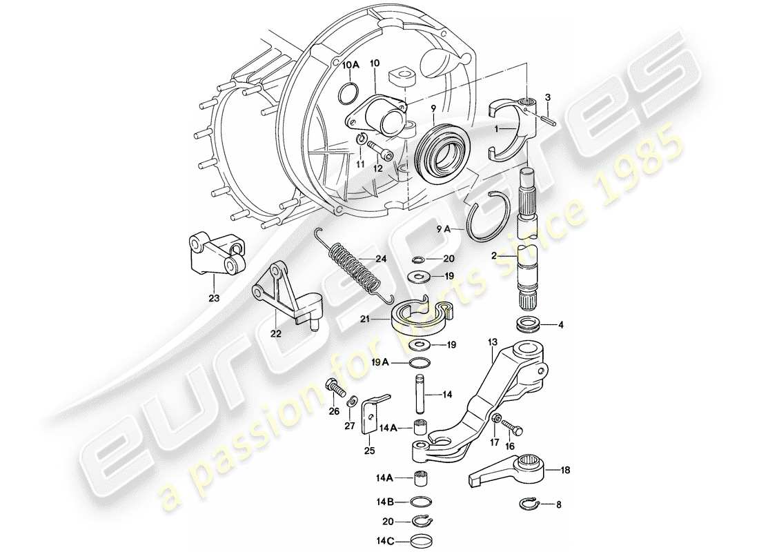 porsche 1984 (911) rilascio della frizione diagramma delle parti