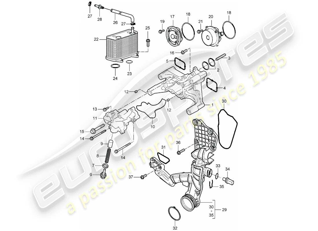 porsche 2007 (987 boxster) pompa dell'olio diagramma delle parti