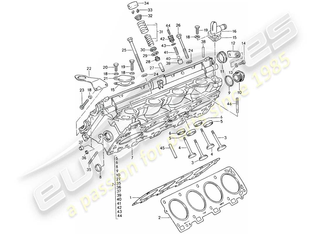 porsche 1994 (928) testata - set di riparazione per manutenzione - vedi illustrazione: esploso delle parti