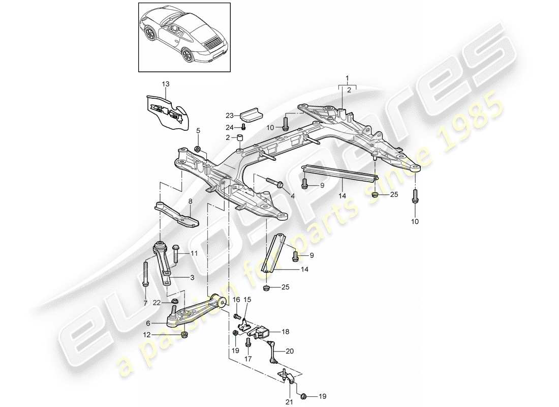 porsche 2010 (997-2) membro trasversale diagramma delle parti