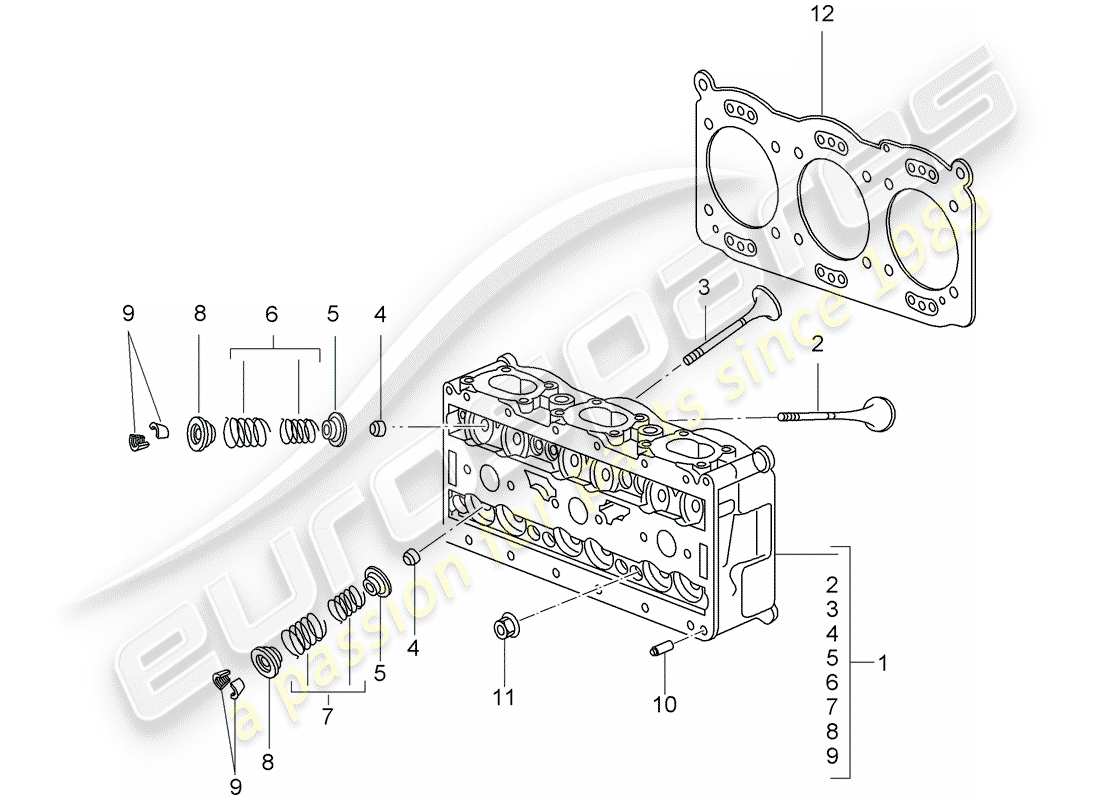 porsche 2009 997-2 turbo / gt2 testata diagramma delle parti