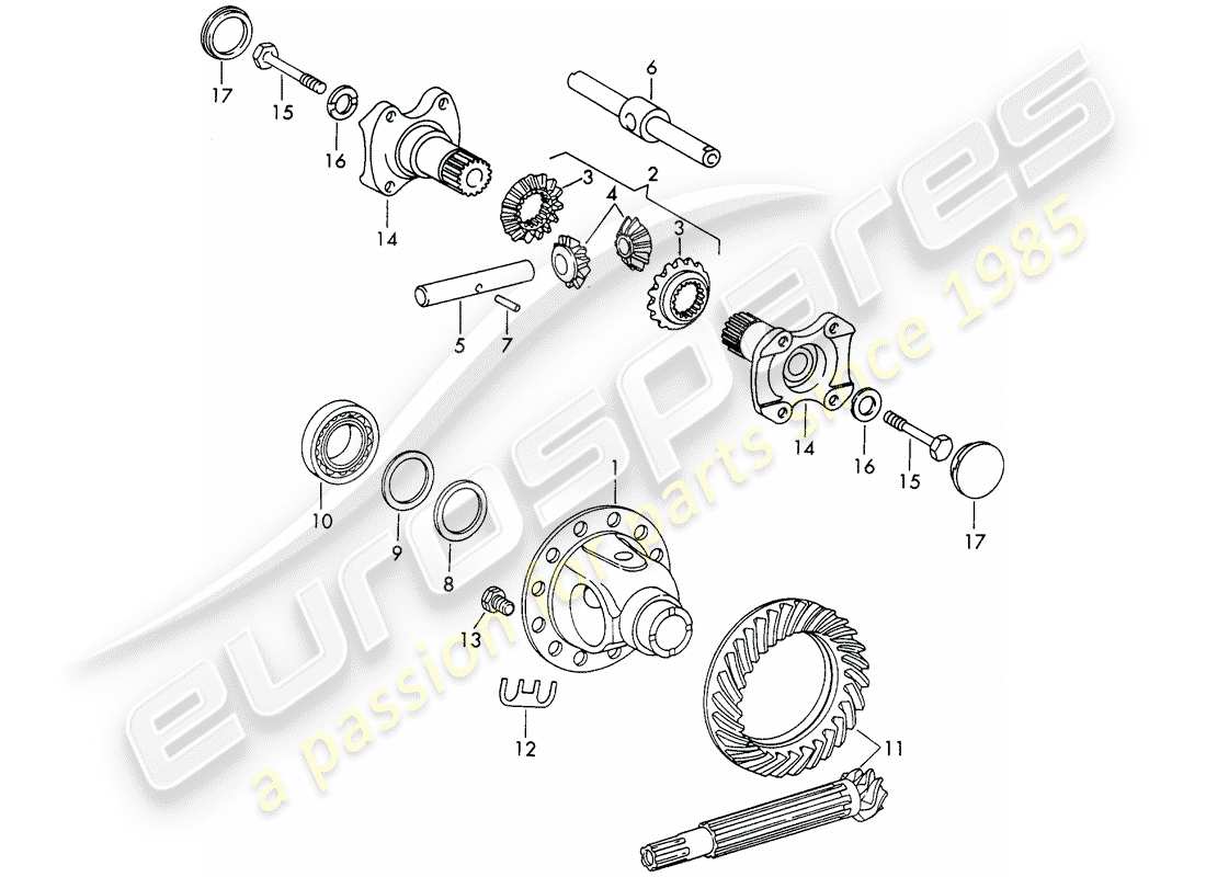 porsche 1966 (911/912) differenziale - - d >> - mj 1967 diagramma delle parti