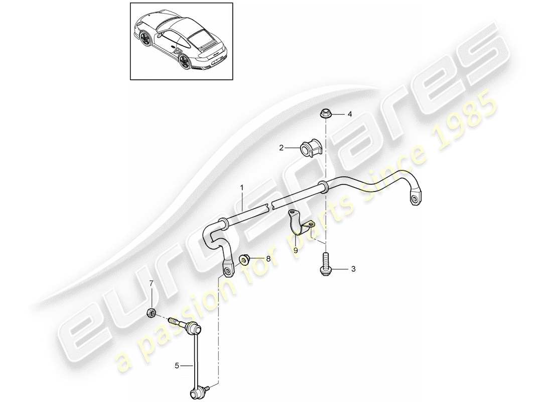 porsche 2013 (997-2 turbo / gt2 rs) diagramma delle parti stabilizzatore