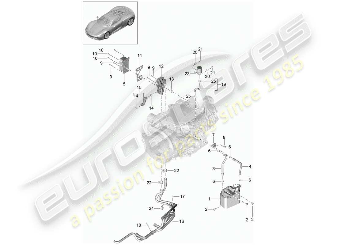 porsche 2015 (918 spyder) - pdk - diagramma delle parti