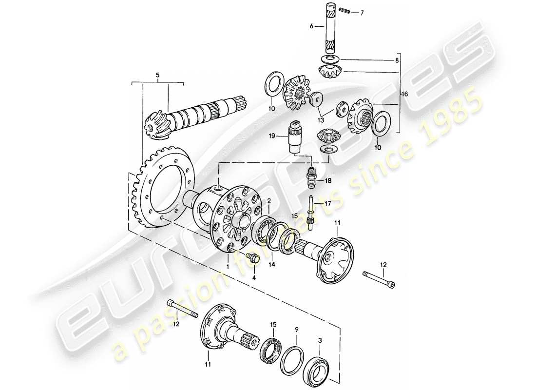 porsche 1986 (944) differenziale - cambio manuale diagramma delle parti