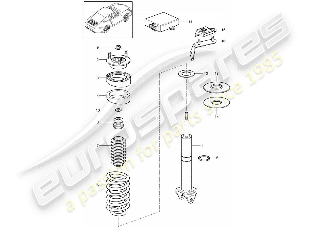 porsche 2009 (997-2) ammortizzatore diagramma delle parti