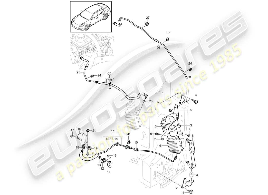 porsche 2015 (panamera 970) meccanismo di controllo schema delle parti