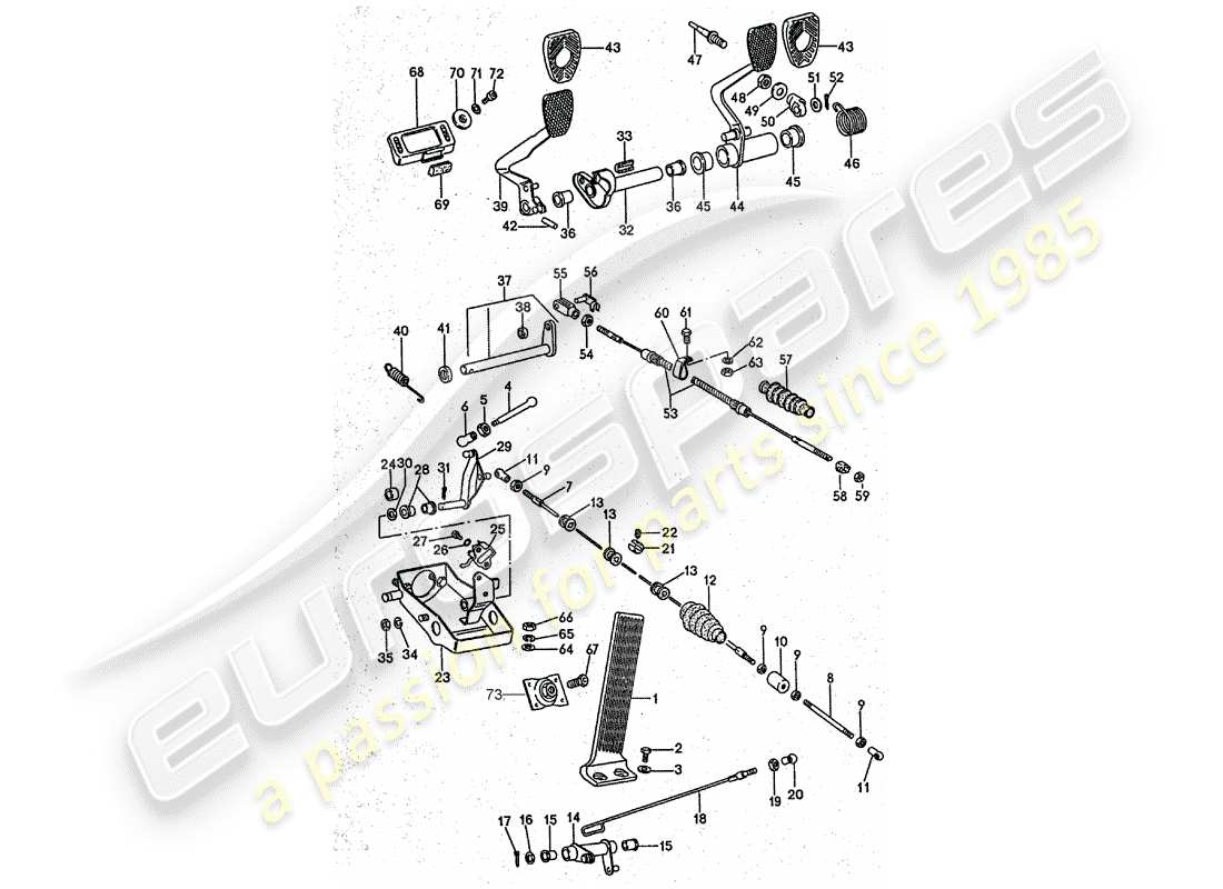 porsche 1976 (911 turbo) pedali diagramma delle parti