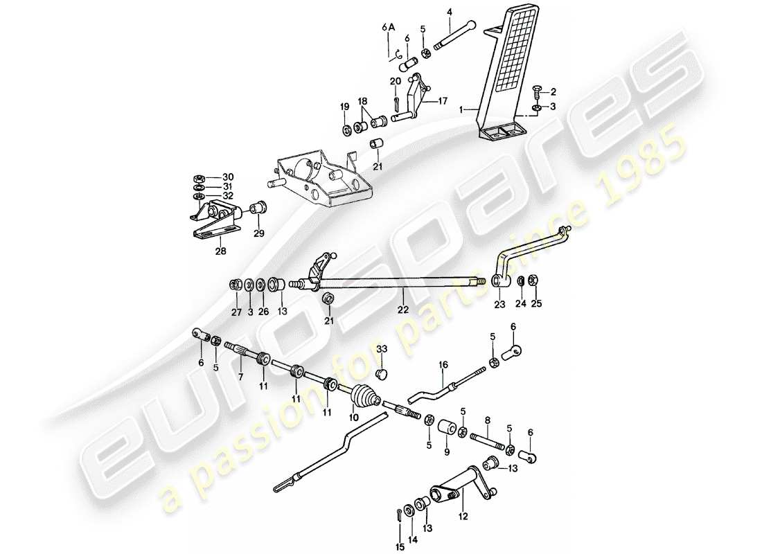 porsche 1981 (911) pedale acceleratore - comando acceleratore diagramma delle parti