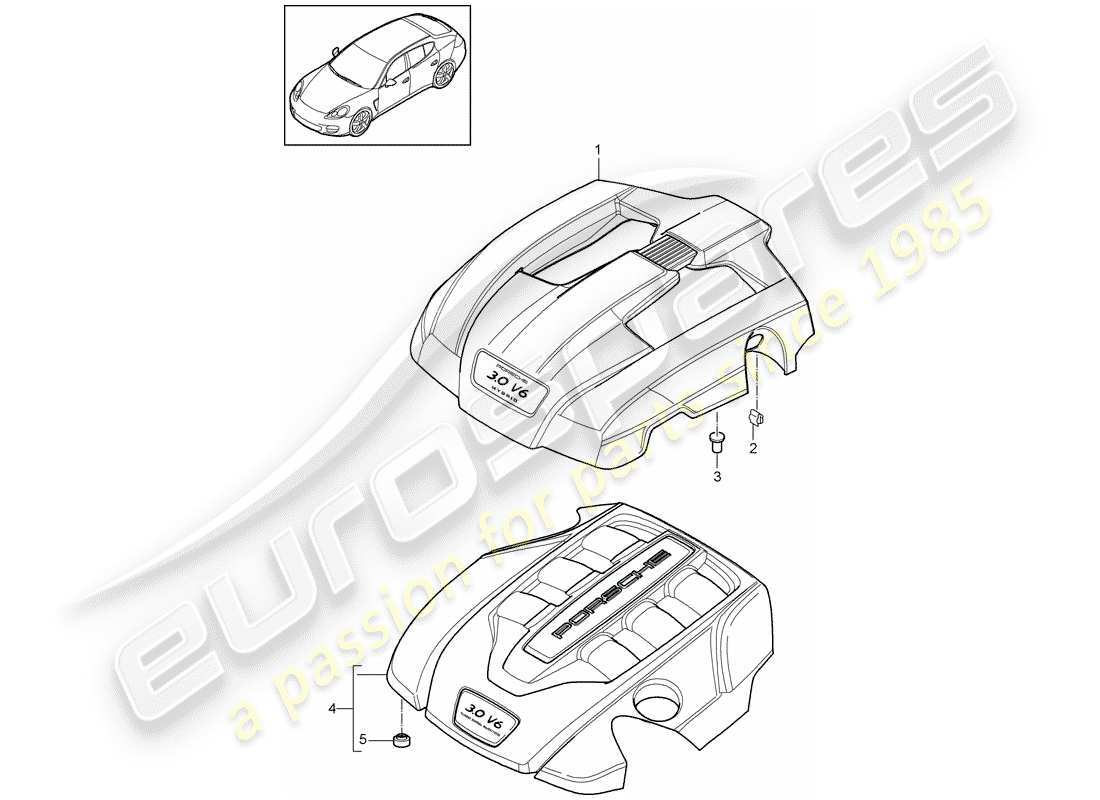 porsche 2013 (panamera 970) schema delle parti copertura motore