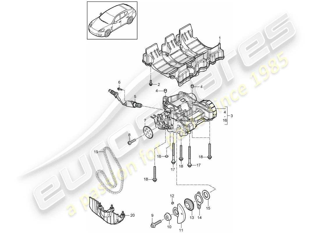 porsche 2014 (panamera 970) deflettore olio diagramma delle parti