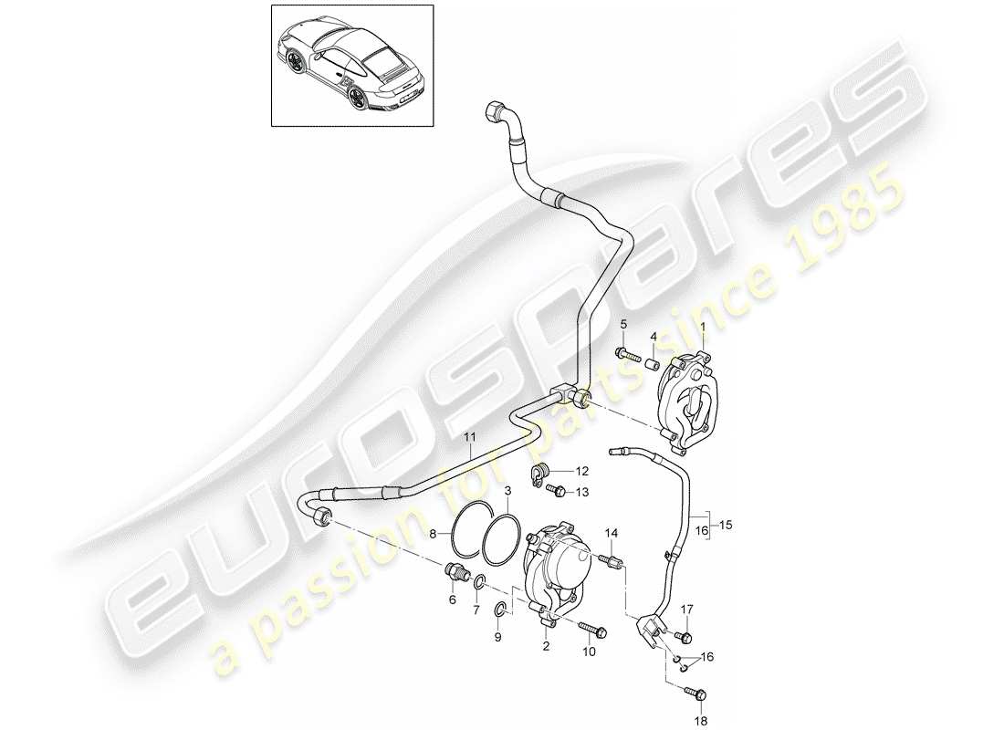 porsche 2013 (997-2 turbo / gt2 rs) diagramma delle parti fornitura olio