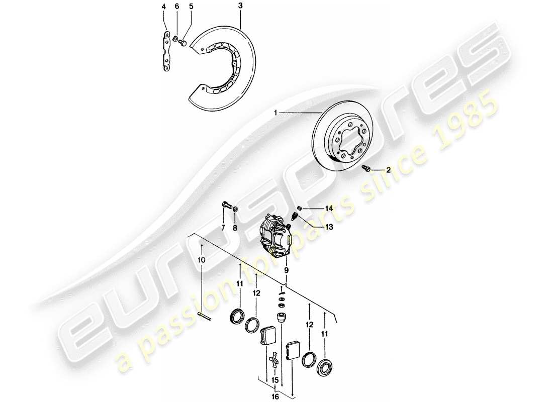 porsche 1971 (914) freni a disco diagramma delle parti