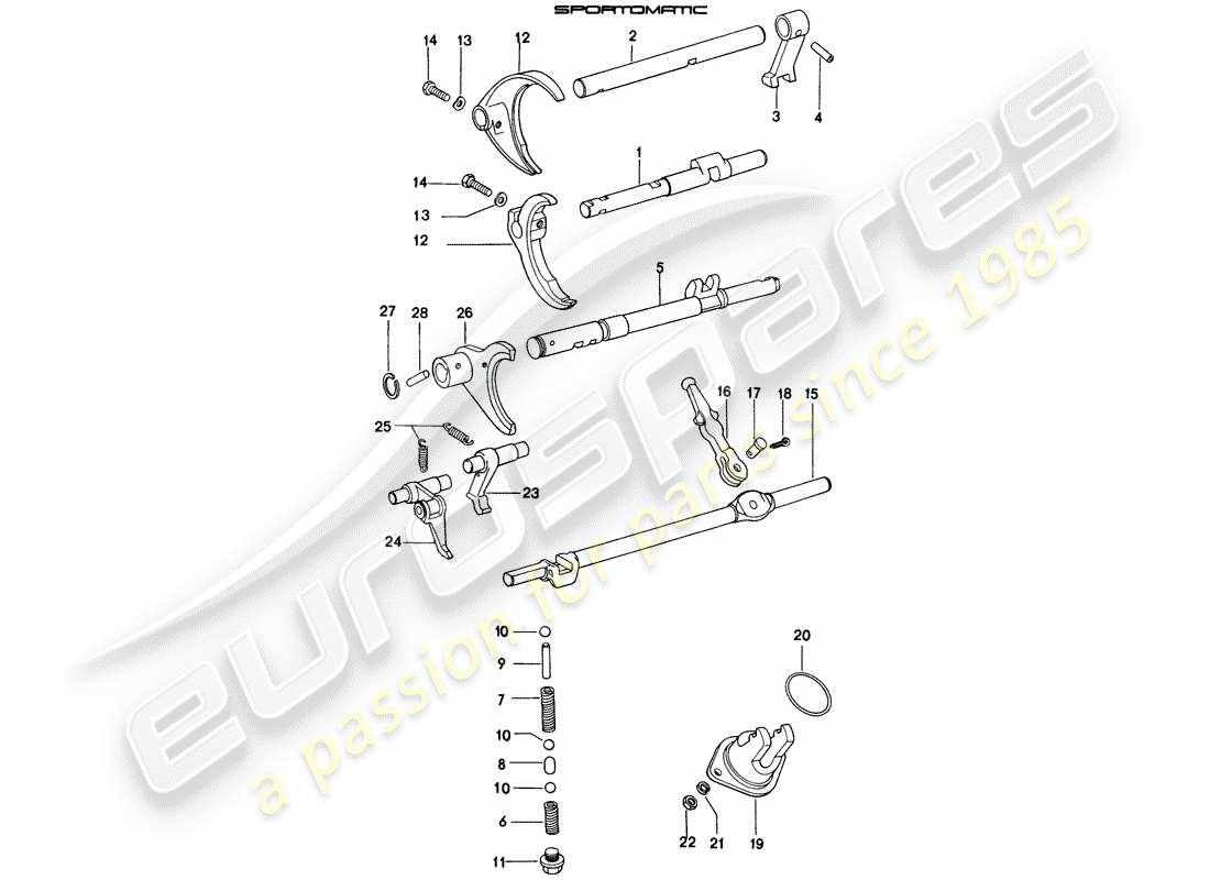 porsche 1976 (914) aste cambio - forcelle cambio - differenziale diagramma delle parti