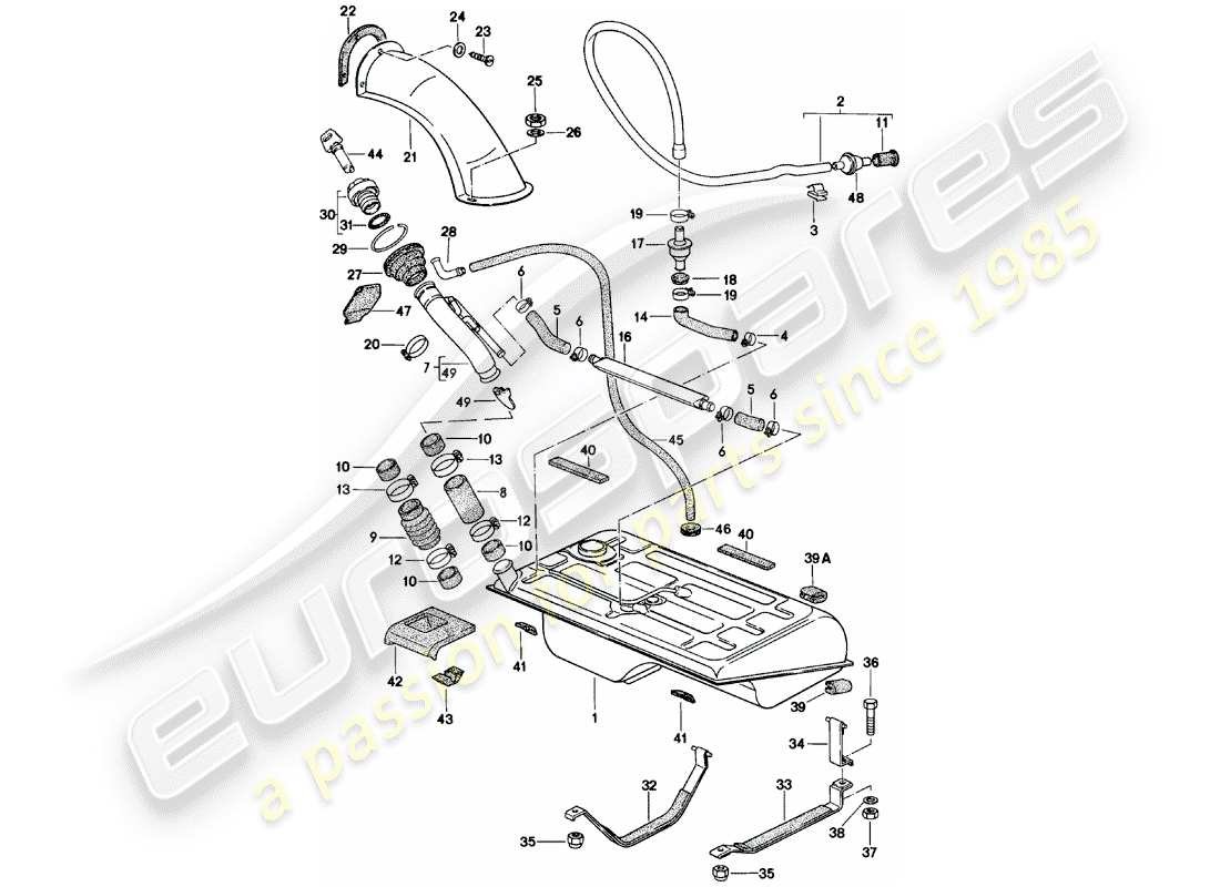 porsche 1985 (924) serbatoio di carburante diagramma delle parti