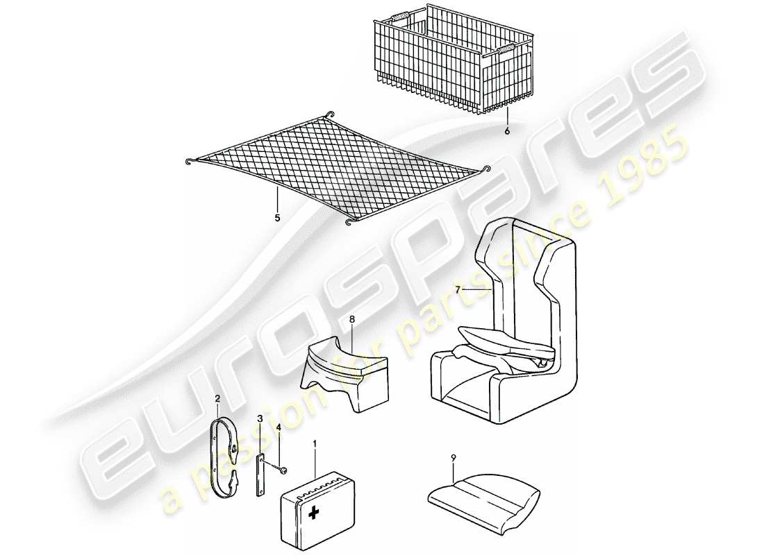 porsche 1985 (924) accessori diagramma delle parti