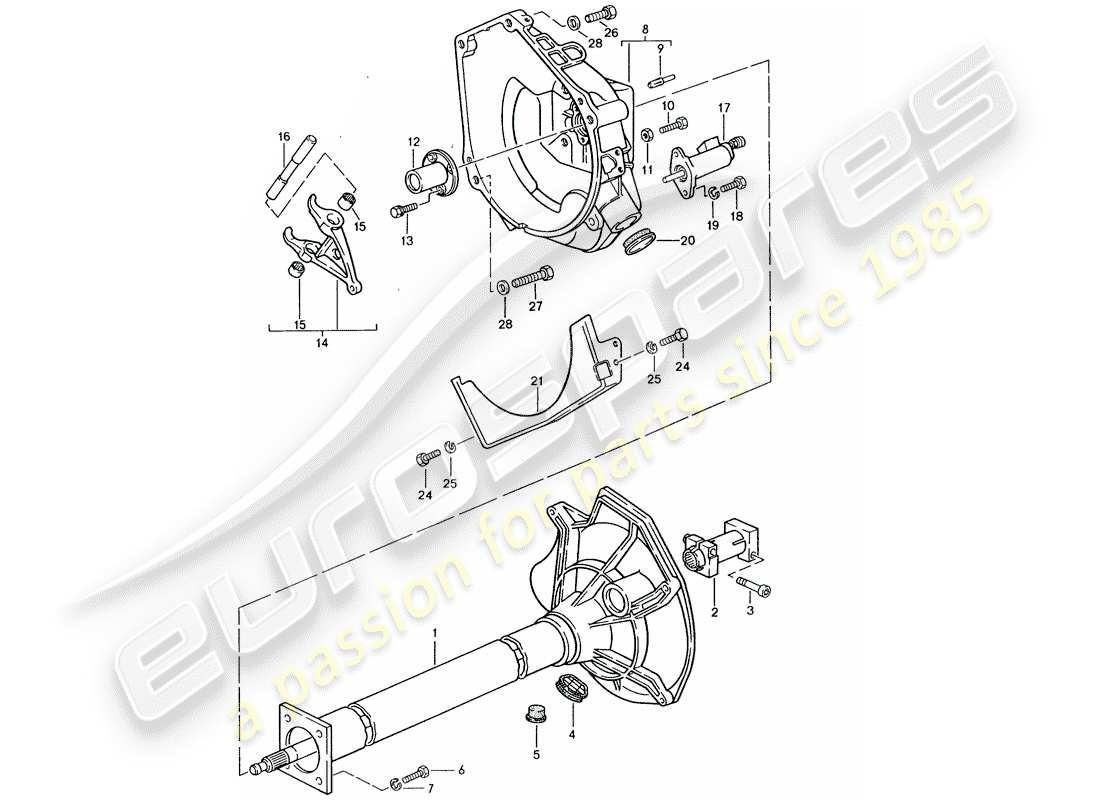 porsche 1986 (944) tubo centrale - cambio manuale diagramma delle parti