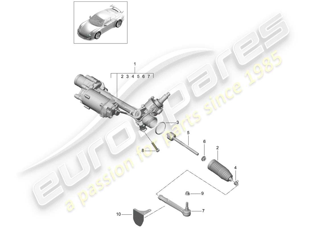 porsche 2014 (991-1 r/gt3/rs) sterzo diagramma delle parti