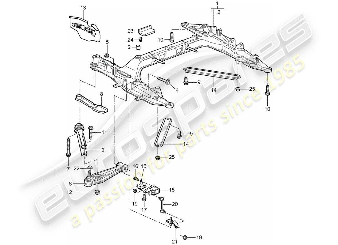 porsche 2007 (997-1) membro trasversale diagramma delle parti