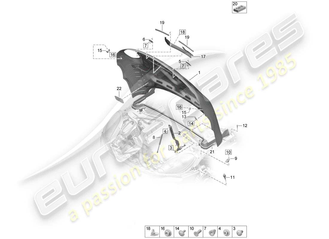 porsche 2019 (macan) cappuccio diagramma delle parti