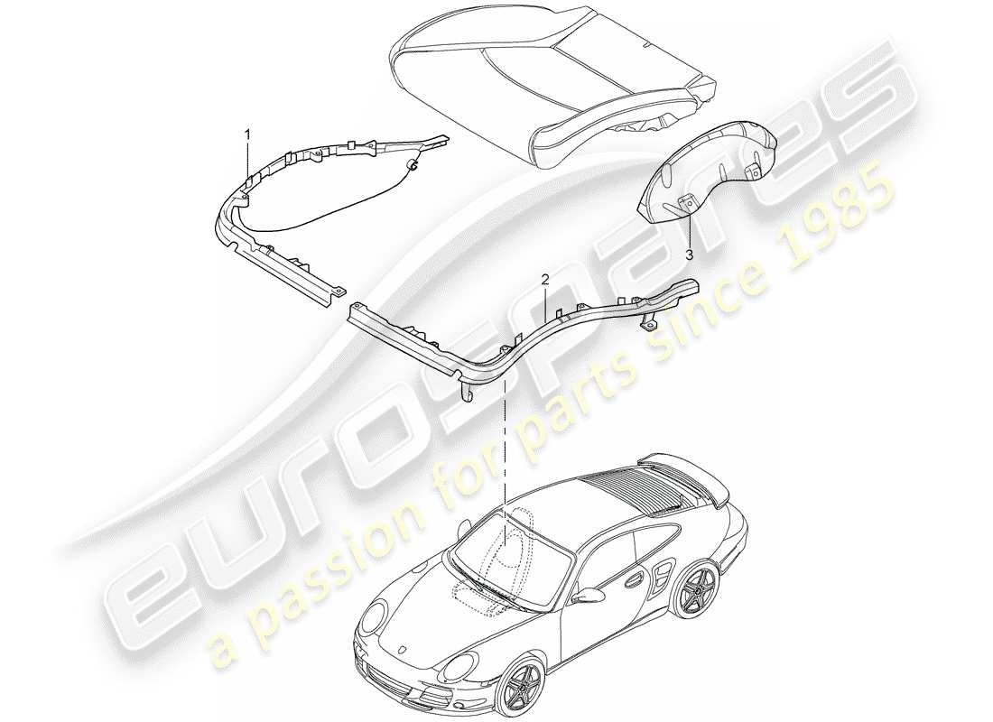 porsche 2007 (997-1 turbo / gt2) porta cuscino diagramma delle parti