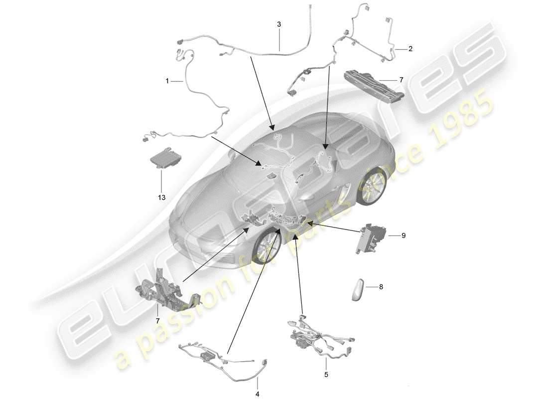 porsche 2016 (981 boxster spyder) cablaggi diagramma delle parti