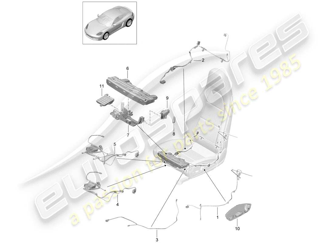 porsche 2017 (718 cayman) cablaggi diagramma delle parti
