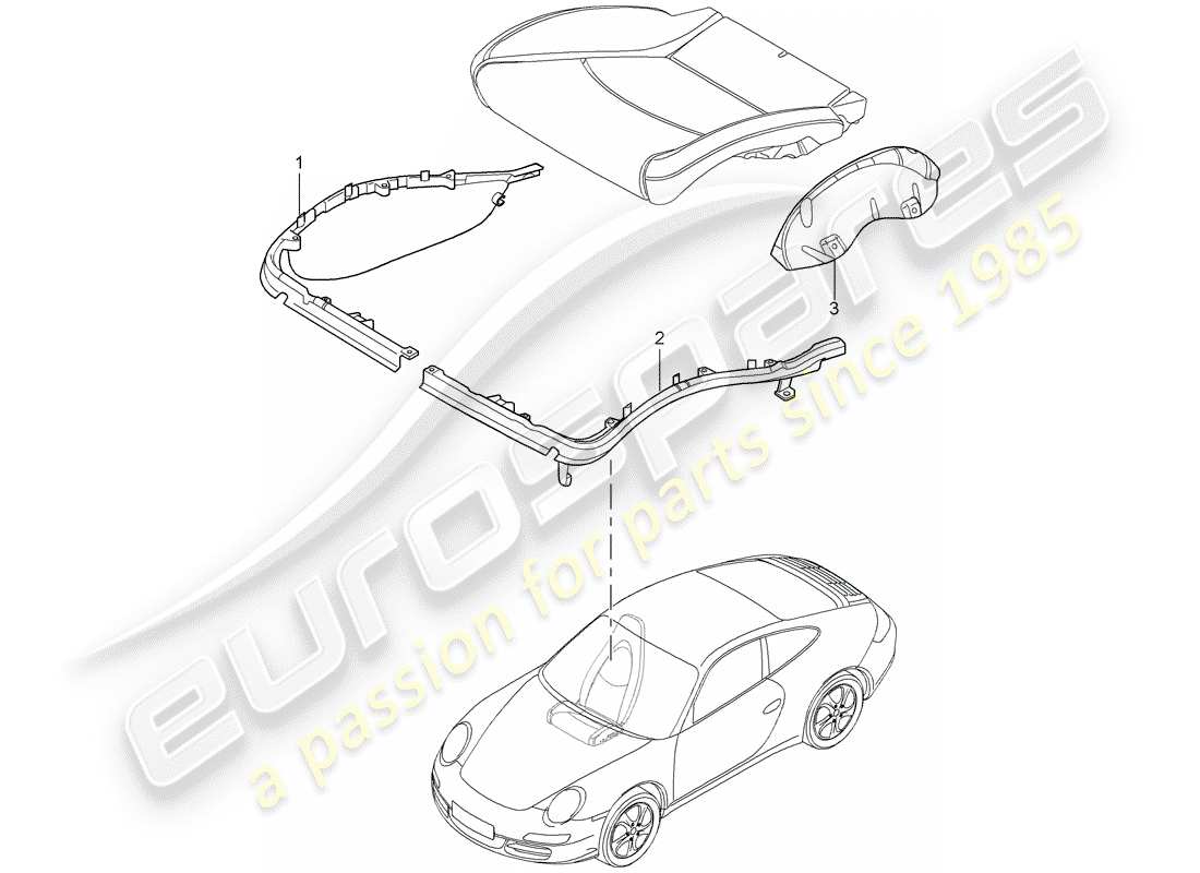 porsche 2008 (997-1 gt3) porta cuscino diagramma delle parti