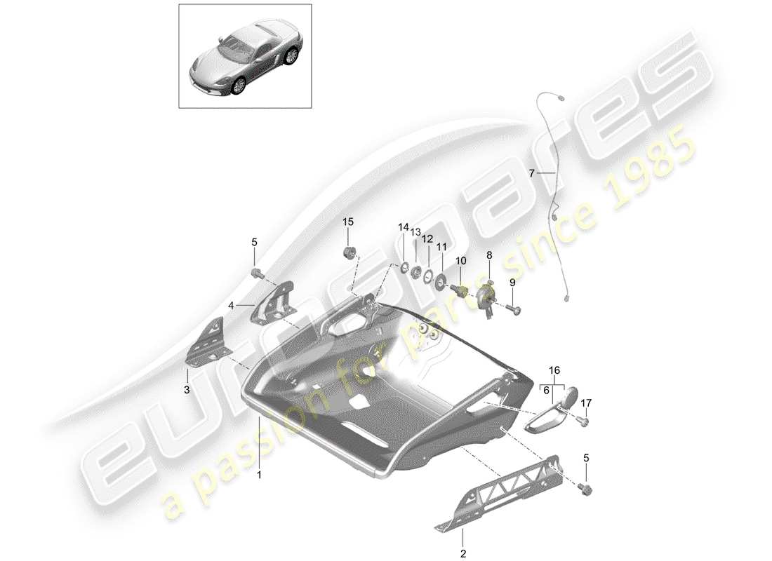 porsche 2019 (718 boxster) posto a sedere diagramma delle parti
