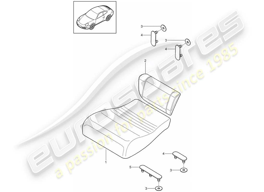 porsche 2009 (997-2) cuscino del sedile posteriore diagramma delle parti