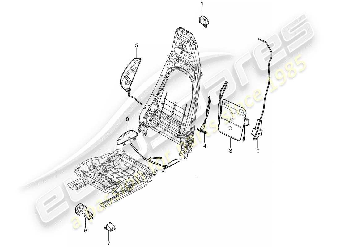 porsche 2009 997-2 turbo / gt2 supporto lombare schema delle parti