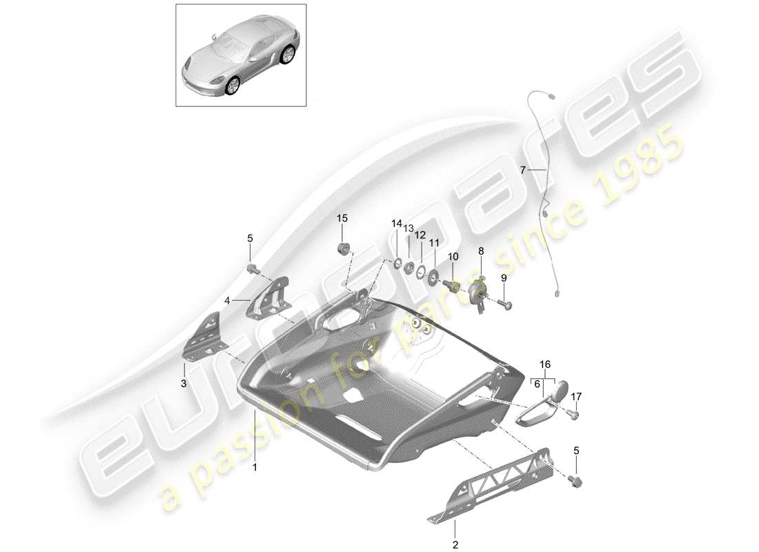 porsche 2019 (718 cayman) diagramma delle parti del sedile