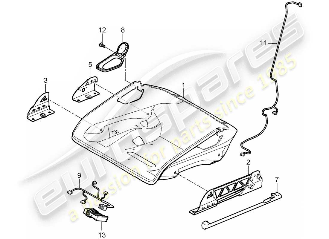 porsche 2009 997-2 turbo / gt2 diagramma delle parti del sedile