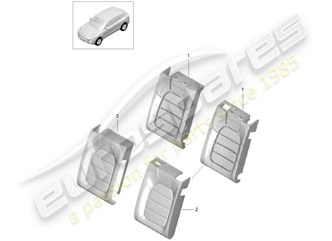 porsche 2014 (macan) parte in schiuma diagramma delle parti