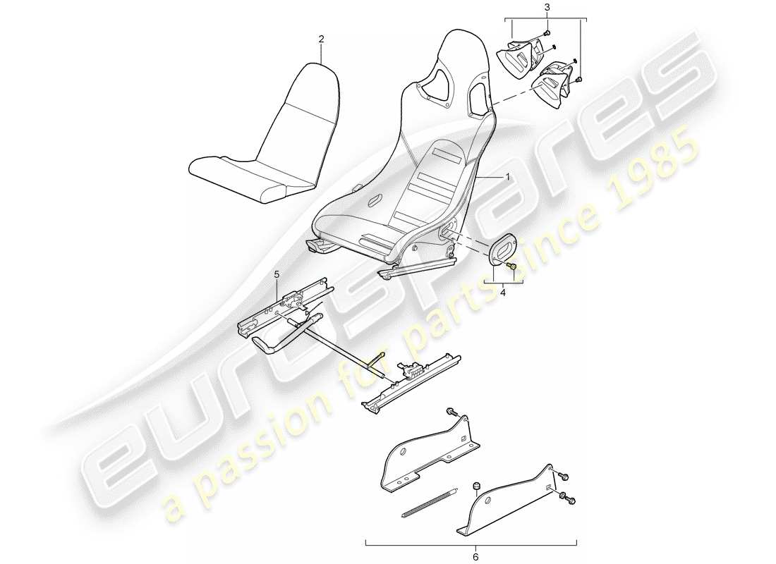 porsche 2011 (997-2 gt3) posto a sedere diagramma delle parti