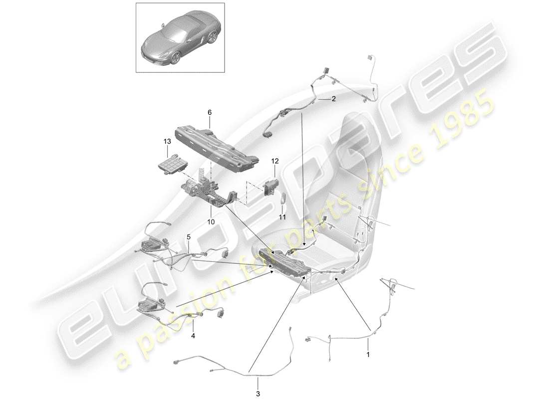 porsche 2015 (981 boxster) cablaggi elettrici schema delle parti