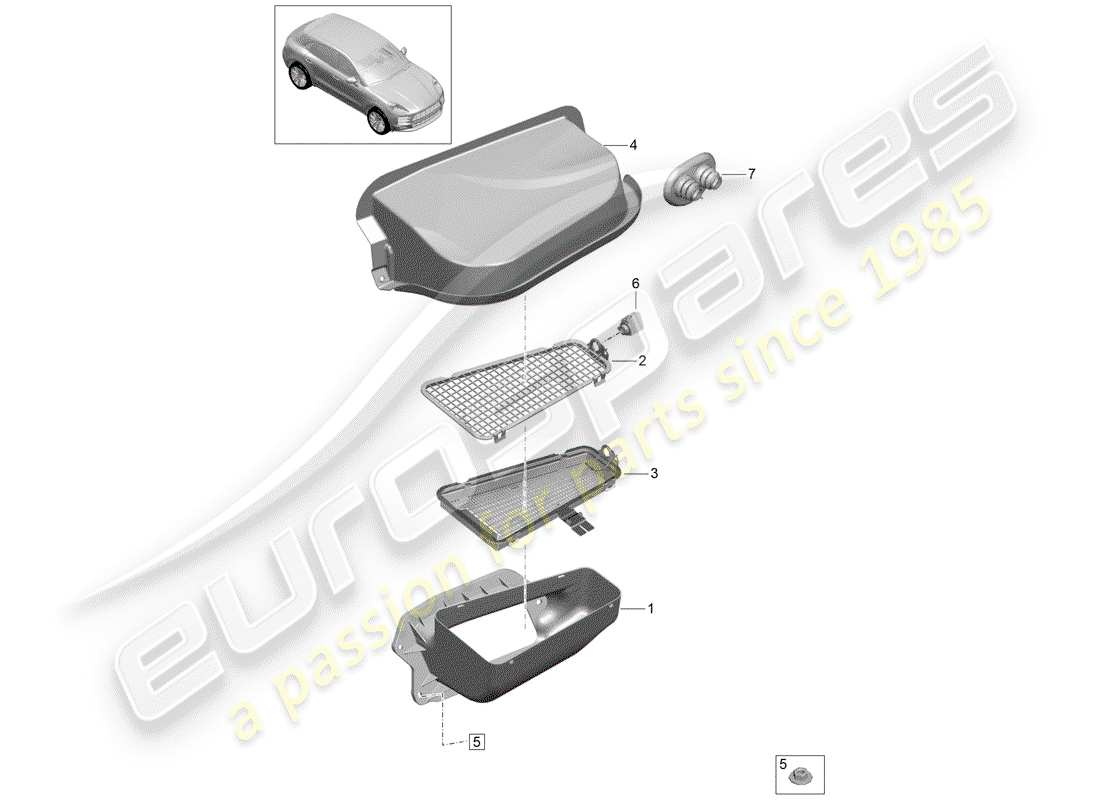 porsche 2019 (macan) presa d'aria fresca diagramma delle parti
